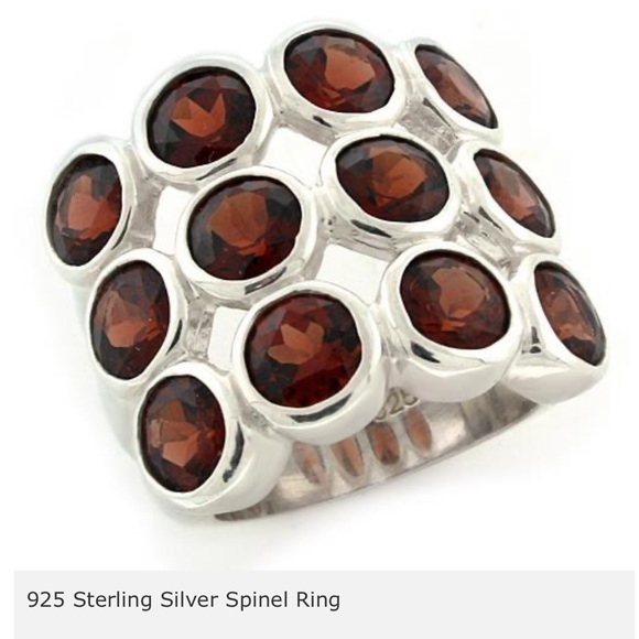 925 Sterling Silver Garnet Spinal Ring - Picture 2 of 7